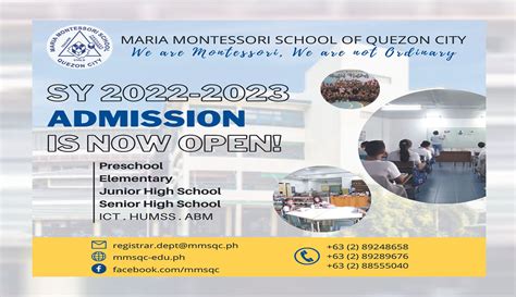maria montessori school of quezon city (mmsqc)|ADMISSION 2022.